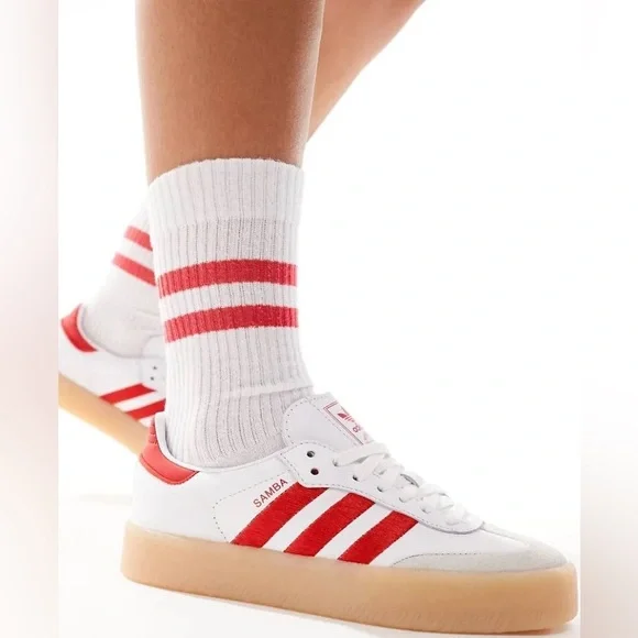 Adidas Samba Red and White Sneakers - Picture 2 of 8